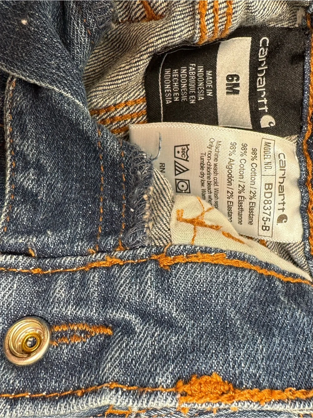 Carhartt Brown Short-Sleeve Onesie with Denim Carpenter Jeans